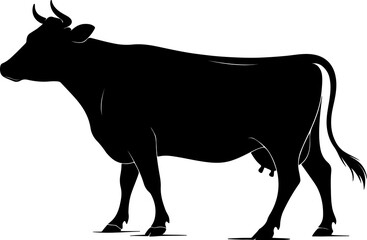 Cow Silhouette PNG – Black and White Side Profile Vector Illustration