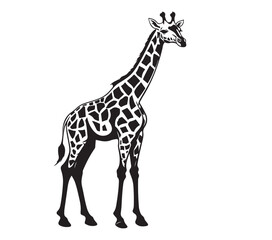 Naklejka premium Giraffe simple minimal black silhouette