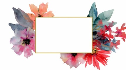 Obraz premium Elegant watercolor floral border design.