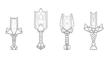 Swords set. Sword broken isolated on white background. Military sword ancient weapon design