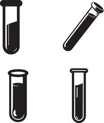 Black Silhouettes of Laboratory Test Tubes - Scientific Experiment Essentials