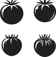 Black Silhouettes of Tomatoes - Food and Nature Icons Collection