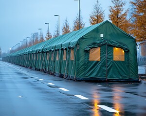 Temporary Housing Row, Cloudy Day