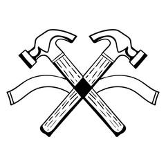 Black and White Hammer Vector. Clip Art and Symbol Illustration