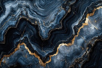 Marble-like abstract texture with vibrant gold and deep blue swirls