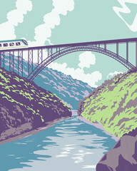 Blue Bridge Train Canvas Print