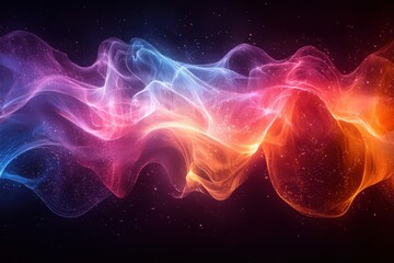 Obraz premium Vibrant colorful waves in motion against a dark gradient backdrop