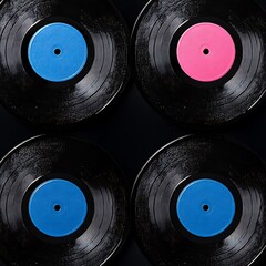 Vintage Vinyl Records, Pattern on Black