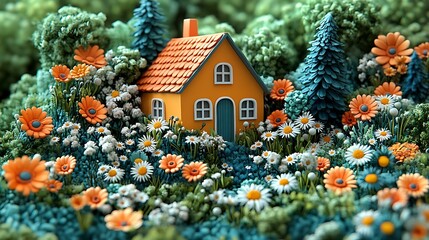 Tiny House in Floral Meadow