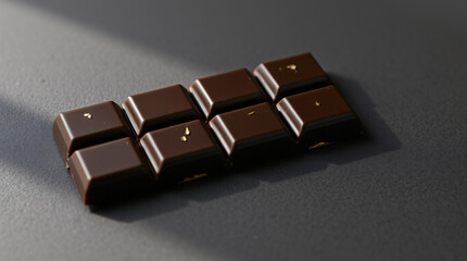 Elegant shadow play across the matte table enhances the richness of the dark chocolate centerpiece.