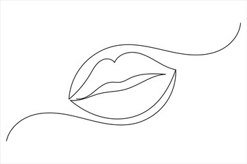 Minimalist one line lip icon continuous line drawing vector illustration
