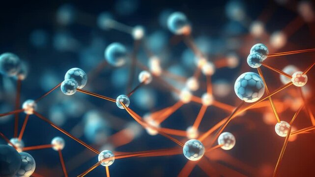 molecule or atom, Abstract structure for Science or medical background, 3d illustration, science, atom, abstract, chemistry, structure, blue, chemical, background
