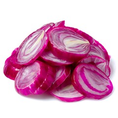 Fototapeta premium A vibrant image showcasing red onion slices isolated on a clean white background