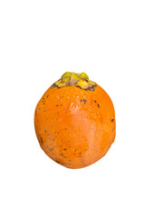 vibrant orange fruit with smooth surface and small crown of yellowish green leaves top, showcasing its natural beauty and freshness. This fruit is often enjoyed for its sweet flavor