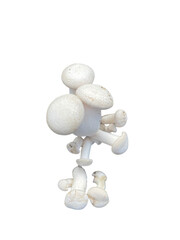 Fresh white mushrooms are displayed in cluster, showcasing their smooth, round caps and sturdy stems. These edible fungi are often used in various culinary dishes, adding flavor and texture