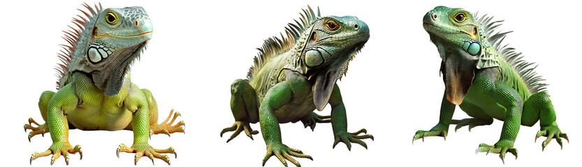 Obraz premium Green iguana on a transparent background