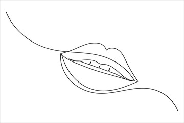 Minimalist one line lip icon continuous line drawing vector illustration