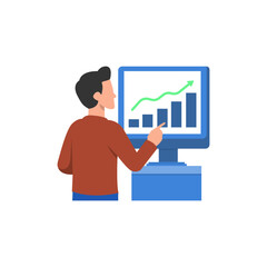 Business Professional Analyzing Market Trends with Chart on Computer Screen