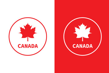 Outline and silhouette of a red maple leaf, isolated on a transparent background. Original red maple leaf from the Canadian flag. Vector illustration