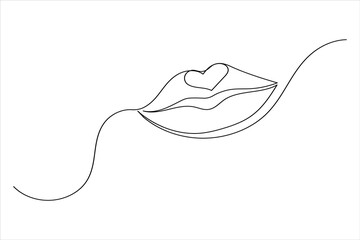 Minimalist one line lip icon continuous line drawing vector illustration