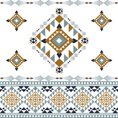 Tribal vector ornament. Seamless African pattern. Ethnic carpet with chevrons. Aztec style. Majolica style. Ancient interior. Modern rug. Geo print on textile. Kente Cloth. Navajo style.