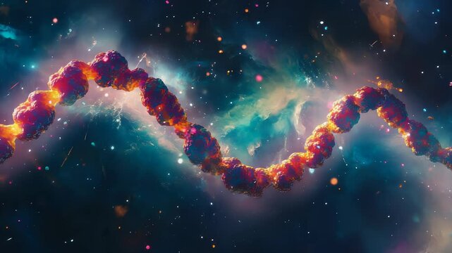 DNA double helix genetic material. Gene sequencing abstract design. Floating in space background, 
science, abstract, biology, biotechnology, molecular, health, genetic
