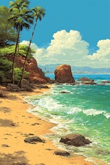 Tropical Beach Scene Sunny Day