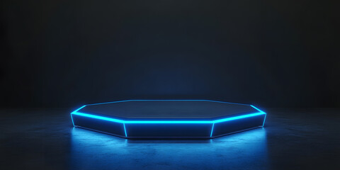 Octagonal neon platform, futuristic display