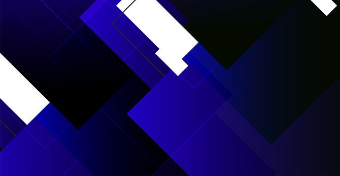 Geometric Abstraction with Bold Blue and Black Squares Gradient, Perfect for Modern Design Projects or Tech-Inspired Backgrounds, Featuring Crisp White Accents