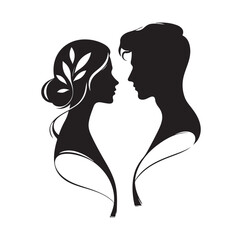 Couple looking each other silhouette vector illustration
