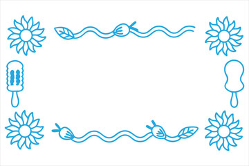 summer border design with one open side, ideal for stationery or journal pages