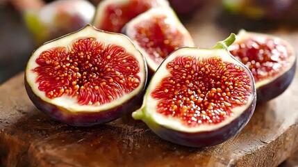 Juicy Ripe Figs Halved Closeup Photography