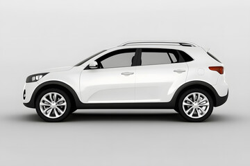 Fototapeta premium White SUV on light grey background
