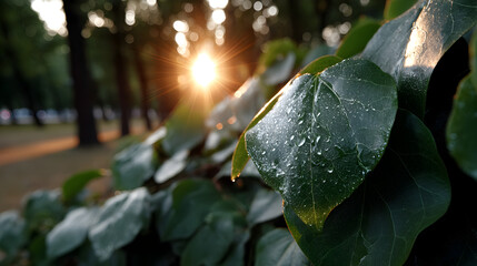 Soft sunlight filtering through the leaves of a single tree, minimal composition.

