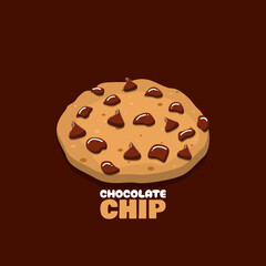 National Chocolate Chip Day to celebrate on May 15th. A delicious chocolate chip cookie on dark brown background. Food event banner.