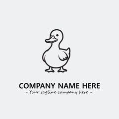 Duck illustration black and white for logo company vector image
