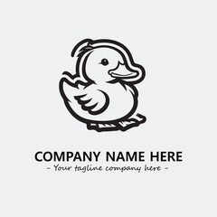 Duck illustration black and white for logo company vector image
