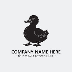 Duck illustration black and white for logo company vector image
