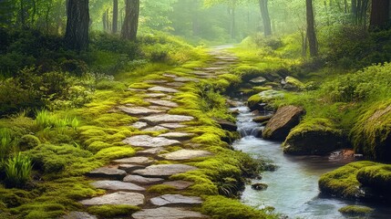  As you walk, the quiet crunch of gravel beneath your feet adds to the calm, natural beauty of the scene.







