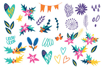 Bright set of Christmas elements