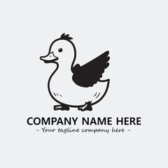 Duck illustration black and white for logo company vector image
