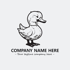 Duck illustration black and white for logo company vector image
