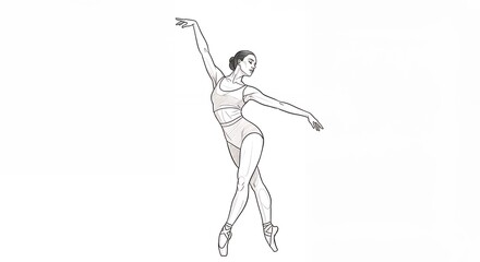 Elegant ballerina line drawing graceful pose minimalist art design