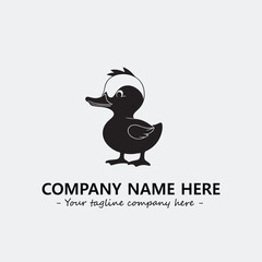 Duck illustration black and white for logo company vector image
