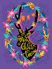 Trendy Christmas Deer Illustration