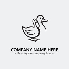 Duck illustration black and white for logo company vector image
