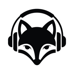 Fox with Headphones for Music Logo, Fun Fox Music Character 