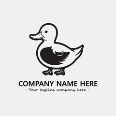 Duck illustration black and white for logo company vector image
