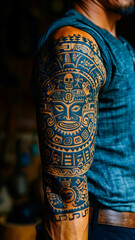 Upper Arm Tattoo in Polynesian Style