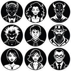 set of people faces